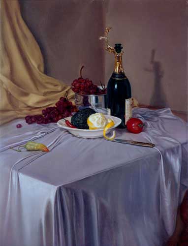 Painting Code#3343-Elliott, Virgil(USA): Still Life with Satin