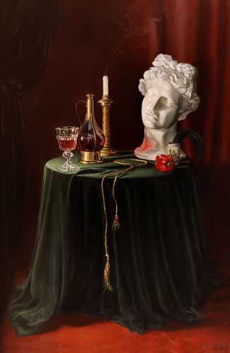 Painting Code#3344-Elliott, Virgil(USA): Still Life with Mask of Apollo