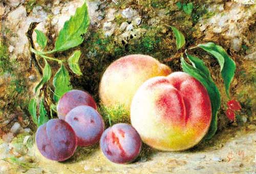 Painting Code#3563-Still Life with Peaches and Plums 