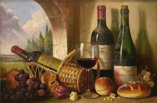 Painting Code#3642-Raymond Campbell - Chateau Bonnes Mares 1978