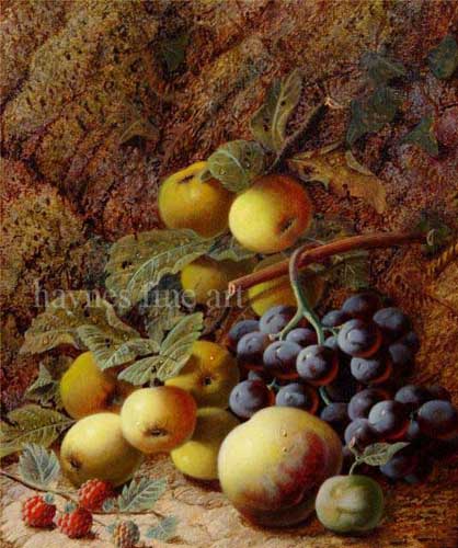 Painting Code#3727-Oliver Clare - Still Life on a Mossy Bank