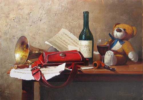 Painting Code#3765-Dmitri Annenkov - At the table