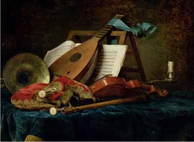 Painting Code#3778-Anne Vallayer-coster - The Attributes of Music