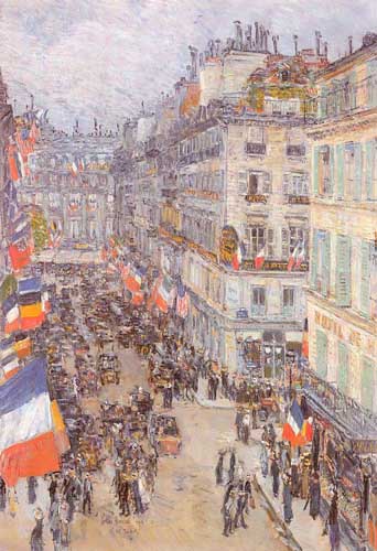 Painting Code#40072-Hassam, Childe(USA): July Fourteenth, Rue Daunou