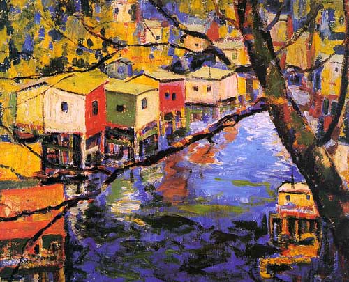 Painting Code#40120-Gile, Seldon Connor(USA): Arks Along the Lagoon