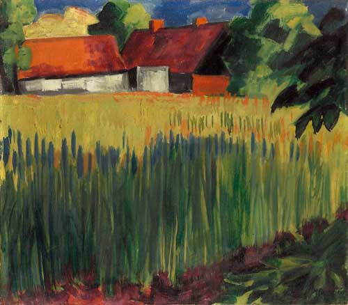 Painting Code#40169-Hermann Max Pechstein: Kornfeld