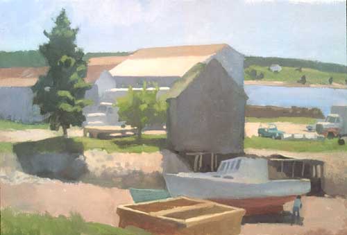 Painting Code#40187-Christopher Bagg: Boatyard, Swan's Island 