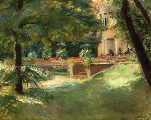 Painting Code#40205-Max Liebermann(1847-1935, German): Blick auf die Blumenterasse im Wannseegarten Nach Sudwesten