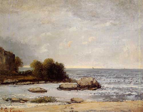 Painting Code#40237-Courbet, Gustave(France) - Seascape at Saint-Aubin