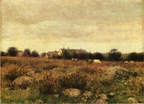 Painting Code#40301-Julian Alden Weir - House in Pasture