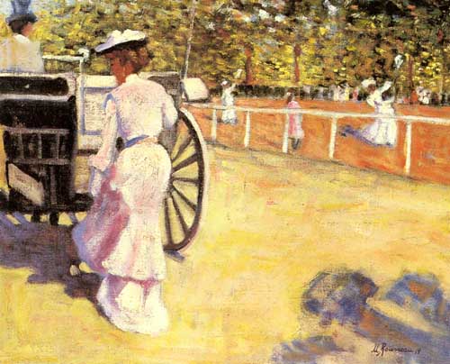 Painting Code#40339-Rousseau, Marguerite(Belgium): An Elegant Lady Entering A Coach 