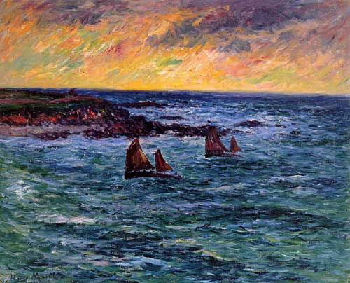 Painting Code#40343-Henri Moret - Evening, Audierne