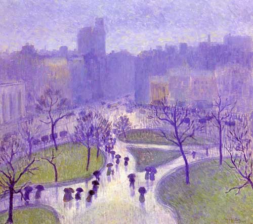 Painting Code#40401-Gutman, Bernhard(USA): Rainy Day, Union Square