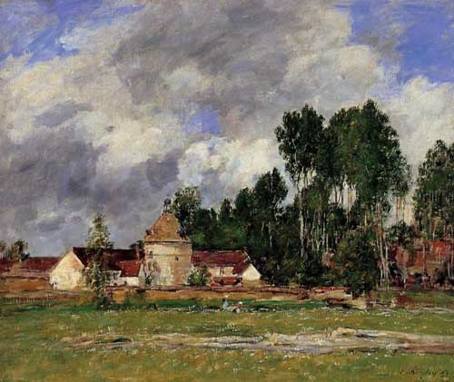 Painting Code#40403-Eugene-Louis Boudin - Oisieme, Landscape near Chartres