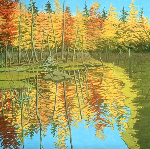 Painting Code#40491-Neil Welliver: Autumn Reflection