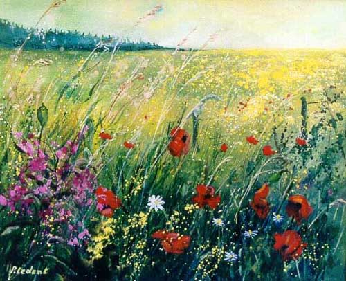 Painting Code#40579-Pol Ledent: Red Poppies