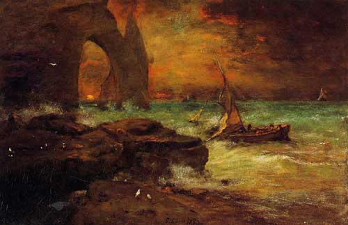 Painting Code#40601-George Inness - Sunset, Etretat