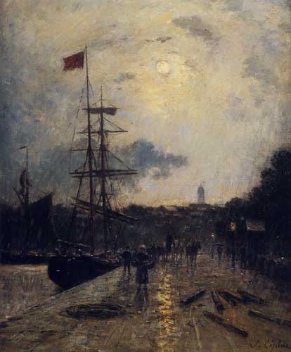 Painting Code#40622-Stanislas Lepine - A Quay at Caen