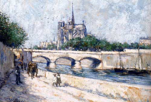 Painting Code#40645-Raffaelli, Jean Francois(France): Notre Dame, Paris