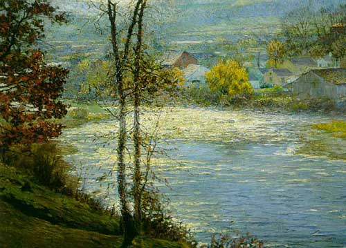 Painting Code#40652-John Otlis Adams: Morning on the whitewater Brookville