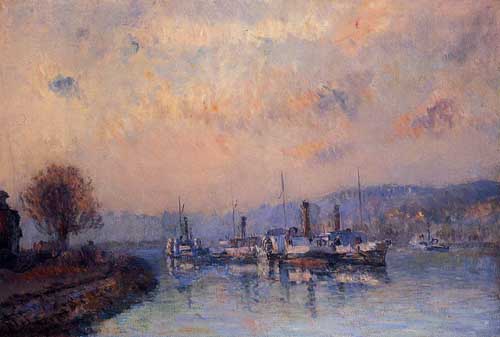 Painting Code#40668-Albert Lebourg - At Anchor, near Rouen