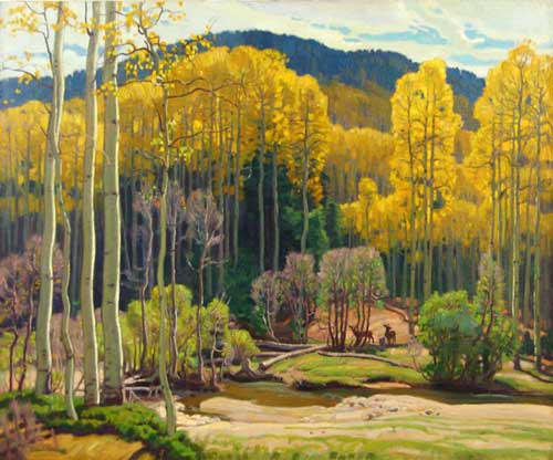 Painting Code#40677-E. MARTIN HENNINGS: Along the Rio Hondo Stream