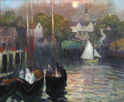Painting Code#40685-HAYLEY LEVER: Moonlight over Smith's Cove, Gloucester