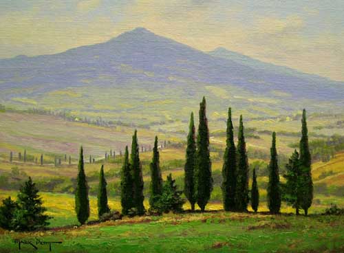 Painting Code#40766-Mark Pettit: Valley Below Mt. Amiata