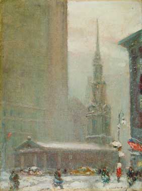 Painting Code#40785-JOHANN BERTHELSEN: St. Paul's Church, New York City 