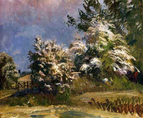 Painting Code#40796-Munnings, Sir Alfred James(UK): May Blossoms, Stoke-By-Nayland