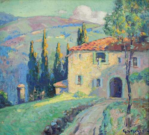 Painting Code#40824-GEORGE LOFTUS NOYES(USA): Old Farm House 