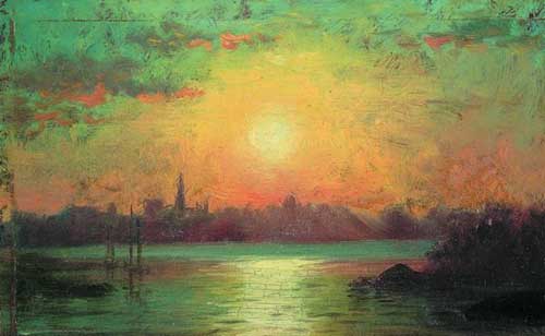 Painting Code#40838-John Joseph Enneking(USA): Sunset on the River