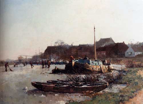 Painting Code#40899-Vreedenburgh, Cornelis: Winterfun On De Loswal, Hattem