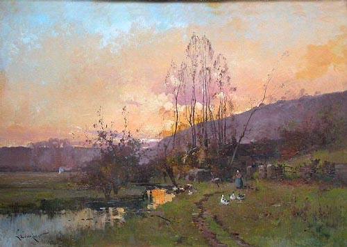 Painting Code#40903-Galien-Laloue, Eugene(France): Campagne, Environs de Moret 