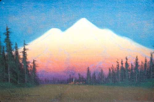 Painting Code#40963-James Everett Stuart(1852-1941):Sunset Glow Mt. Shasta from Sisson's, Cal.