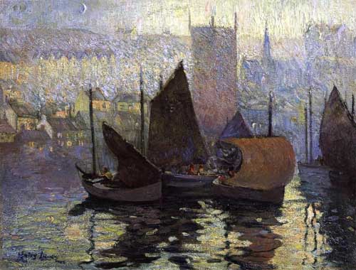 Painting Code#41048-Richard Haley Lever - Evening at St.lvers, Cornwall, England