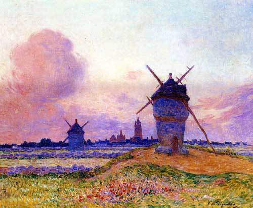 Painting Code#41088-Ferdinand du Puigaudeau - Sunset at Bourg de Batz, Brittany