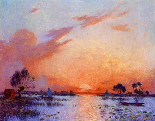 Painting Code#41089-Ferdinand du Puigaudeau - Sunset in Briere