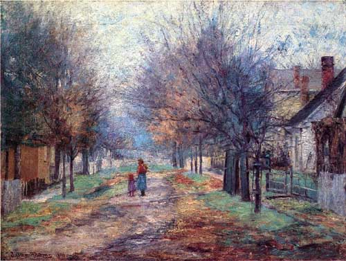 Painting Code#41118-John Ottis Adams - Metamora (A Quiet Neighborhood, Metamora)