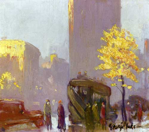 Painting Code#41170-George Luks - Fifth Avenue, New York