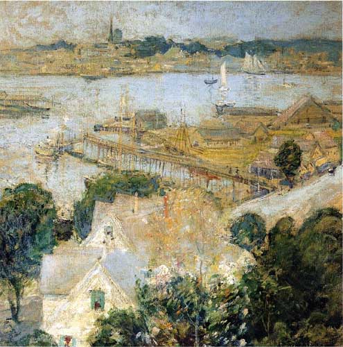 Painting Code#41191-John Twachtman - Gloucester Harbor