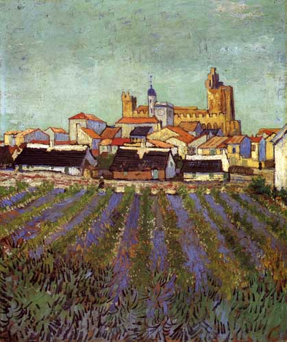 Painting Code#41632-Vincent Van Gogh - View of Saintes-Maries