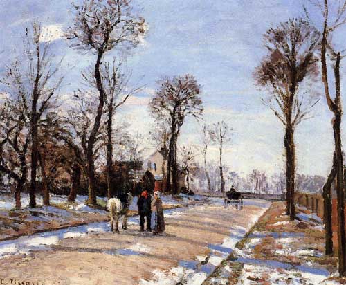 Painting Code#41837-Pissarro, Camille - Street, Winter Sunlight and Snow