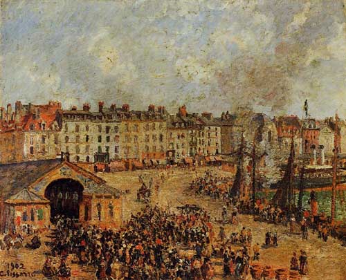Painting Code#41882-Pissarro, Camille - The Fishmarket, Dieppe