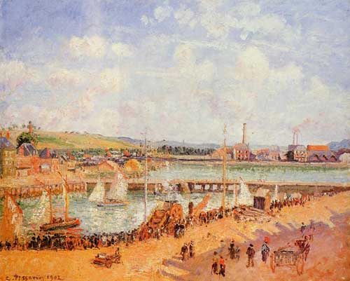 Painting Code#41941-Pissarro, Camille - The Port of Dieppe, Sunny Afternoon