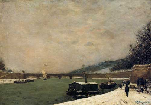 Painting Code#42212-Gauguin, Paul - The Seine, Pont d'Iena, snowing
