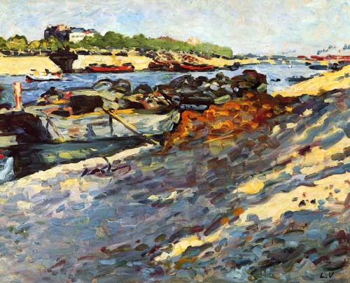Painting Code#42371-Louis Valtat - Barges on the Seine