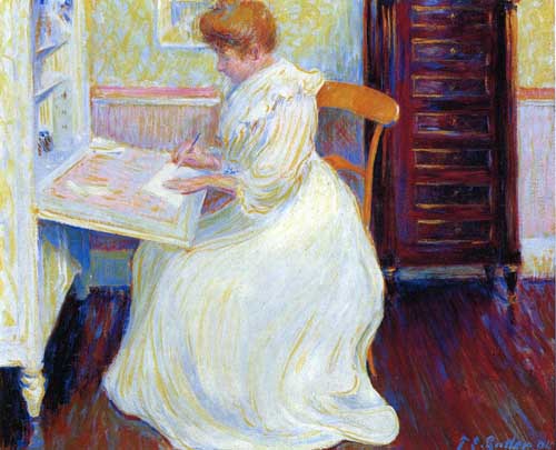 Painting Code#45054-Theodore Earle Butler - Martha at Her Desk