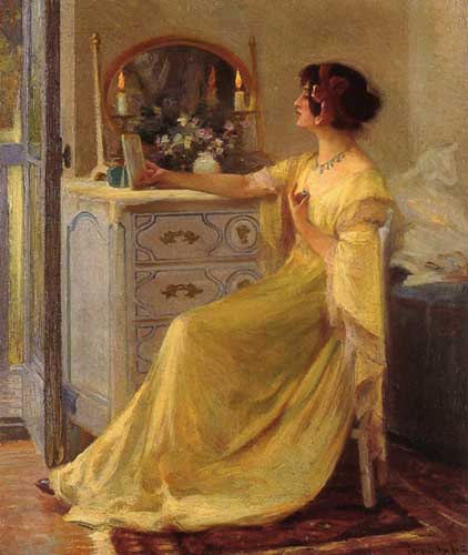 Painting Code#45102-Robert Vonnoh: Bessie Potter Vonnoh at Her Dressing Table