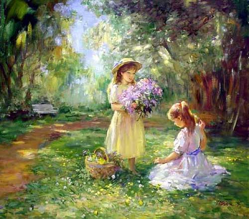 Painting Code#45247-Picking Flowers